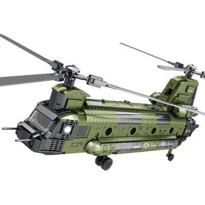 Hoge Kwaliteit 1451 Stuks Ch-47 Hoge Kwaliteit Chinook Hoge Kwaliteit Transport Hoge Kwaliteit Vliegtuig Hoge Kwaliteit Bouw Hoge Kwaliteit Blokken Legerstijl With Box gray