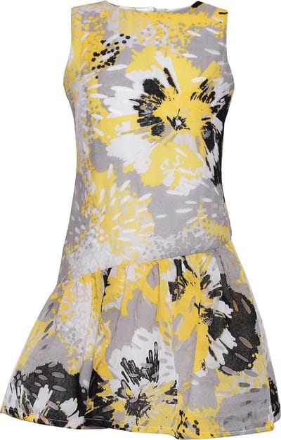 La V  feestelijke jurk met vrolijke kleur Multicolor geel 116