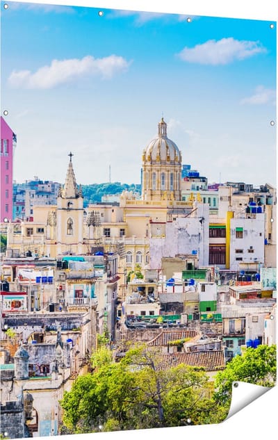 Gards Tuinposter Havana Stad in Cuba - 120x160 cm - Tuindoek - Tuindecoratie - Wanddecoratie buiten - Tuinschilderij