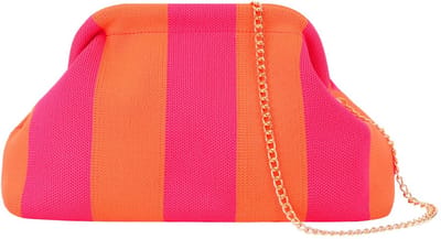 Strandtasje / Schoudertas / Clutch - Stripe Oranje/Roze - Cadeau - Goudlief.nl