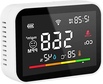CO2 Detector - Luchtkwaliteit Monitor - Binnenlucht Meten - WiFi Smart Connect - 89x65x25 mm - Wit