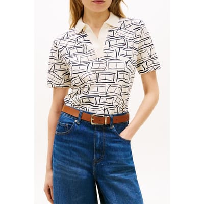 Tommy Hilfiger 1985 Regular Pique Polo Flag Feathers Calico Taglia: M | Polo Outlet | Donna