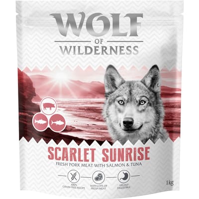 Wolf of Wilderness "Scarlet Sunrise" Zalm & Tonijn - graanvrij - Voordeelpakket: 4 x 1 kg Nieuw Recept