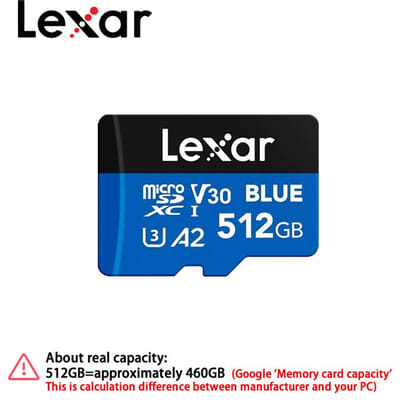 Lexar 128GB Blauwe Micro SD Kaart 256GB 512GB Tot 160MB/s, microSDXC UHS-I Geheugenkaart met SD Adapter,C10,U3,A2,V30,Full HD,4K UHD,Hoge Snelheid TF Kaart 512GB