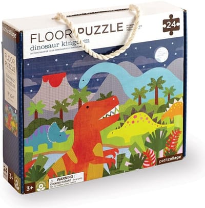 Vloerpuzzel Dinosaurus - Grote Puzzelstukken - Spelen en Leren - Draagbare Cadeaubox - 61x46 cm - Kleurrijk Koninkrijk