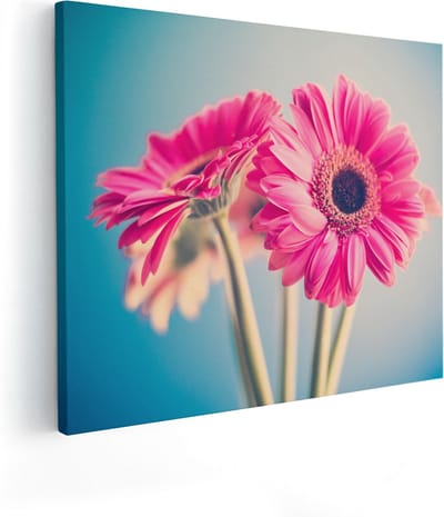 Artaza Canvas Schilderij Bloemen - 100x80 cm - Groot - Wanddecoratie Roze Gerbera - Muurdecoratie Woonkamer - Schilderijen Op Canvas