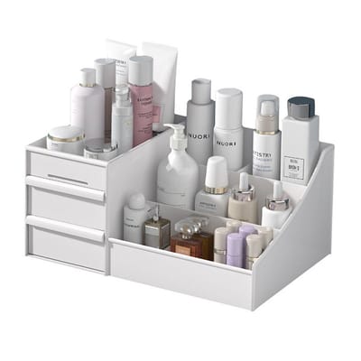 Make-up Organisator - Sieradenbox met Laden - Vanity Tafel Display - Badkameropslag met 2 Laden & 7 Compartimenten - Voor Ladekast & Slaapkamer