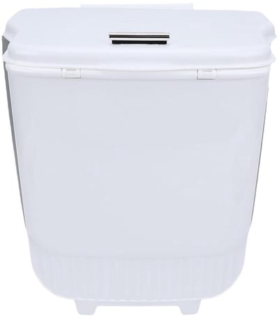 Compostbak Keuken - Kleine Prullenbak - Afval Beheer - Hangend met Deksel - 1 Liter - Witgrijs