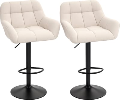 HOMCOM Barstool Kunstleer, Polyester 57,5L x 52,5B x 93-114H cm Crèmewit