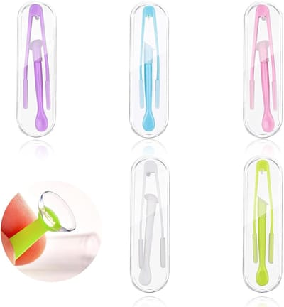 Set van 5 Contactlenzen Pincetten, Hulp bij Inbrengen en Verwijderen van Contactlenzen, Inclusief Opbergdoos en Vacuümreiniger voor Contactlenzen