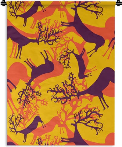 Wandkleed - Wanddoek - Patronen - Hert - Kleuren - 90x120 cm - Wandtapijt