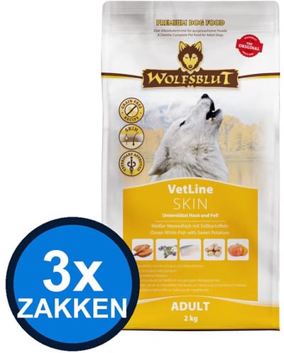 3x Wolfsblut - VetLine Skin - Hondenvoer Droogvoer - 2 kg