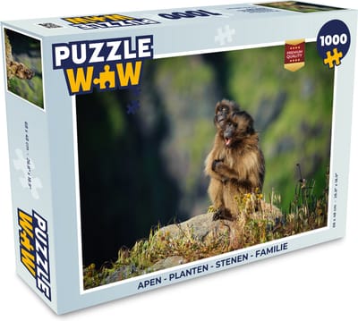 Puzzel Apen - Planten - Stenen - Familie - Legpuzzel - Puzzel 1000 stukjes volwassenen