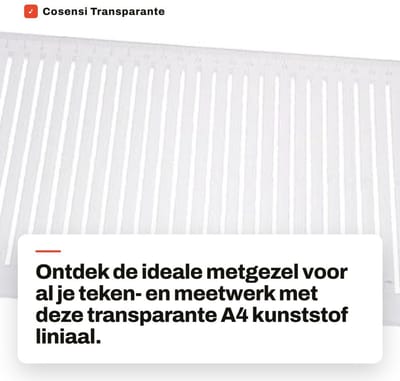 Dailygoods- Tekenliniaal Slijtvaste Kunststof - Transparante Liniaal - 30 cm - Lichtgewicht - Praktisch - Geschikt voor School en Kantoor