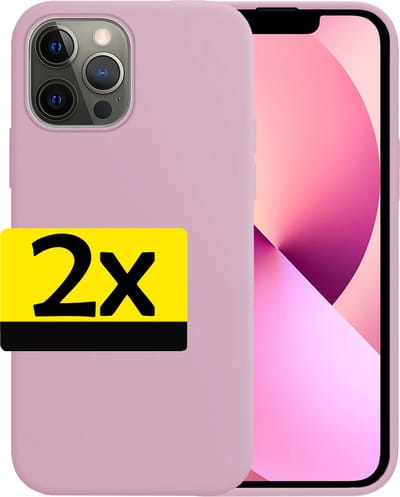 Hoesje - 2 Stuks - Geschikt voor Apple iPhone 14 Pro - Sterk & Shockproof - Case Siliconen - Back Cover - Telefoon Hoes - Telefoonhoesjes - Lila