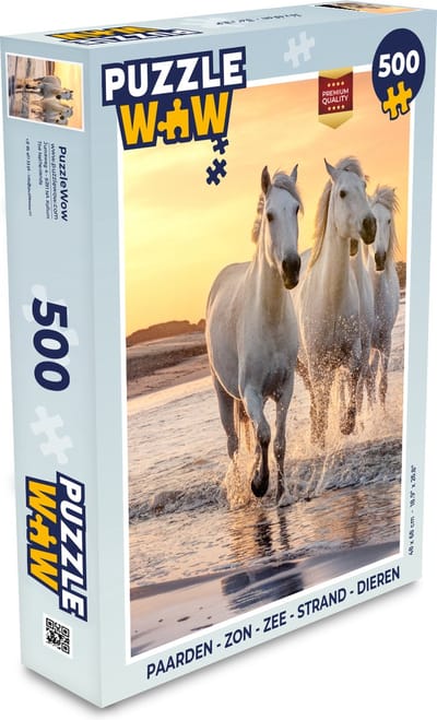 Puzzel Paarden - Zon - Zee - Strand - Dieren - Legpuzzel - Puzzel 500 stukjes