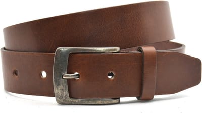 4 cm bruine riem - Riemmaat 95 - totale lengte riem 110 cm - rundleer - Heren riem / dames riem - bruine jeansriem met zwarte gesp