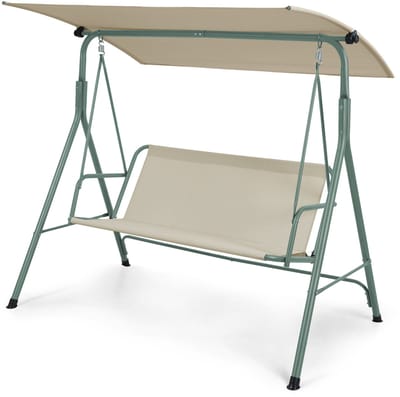Hollywoodschommel Satten 3 persoons 173x119x153 cm lichtgroen en beige [en.casa]