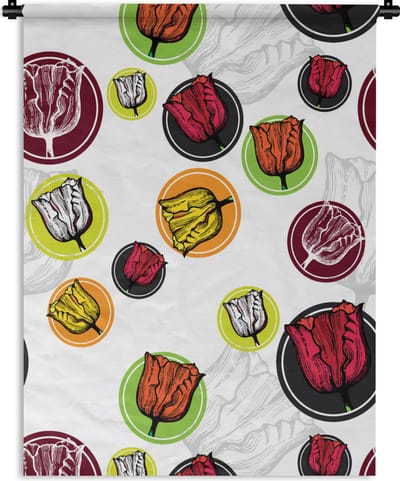 Wandkleed - Wanddoek - Tulp - Bloemen - Patronen - 90x120 cm - Wandtapijt