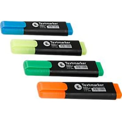 Markeerstift - met wigvormige punt - lichtbestendig - sneldrogend - geassorteerde kleuren - 4 st.