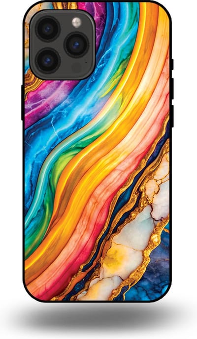 Smartphonica Telefoonhoesje Geschikt voor iPhone 13 Pro Max met Regenboog Goud Marmer Opdruk - TPU Backcover Case Rainbow Gold Marble Design geschikt voor iPhone 13 Pro Max