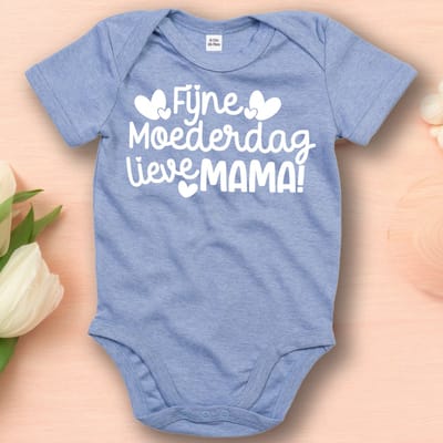 Romper Baby “Fijne Moederdag Lieve Mama” – Cadeau Moederdag – Baby Romper Korte Mouw – Blauw – 3-6 Maanden