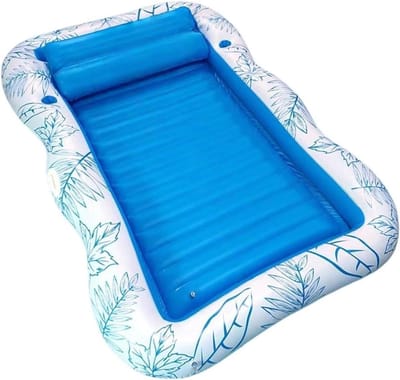 Opblaasbare Zwemband - Zonnevlot Bekerhouder - Ontspannen in water - UV-bestendig PVC - 220 x 160 cm - Blauw