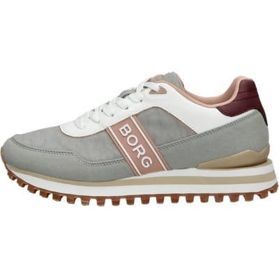Björn Borg R2000 Dash Sneakers Dames - Lage Schoen Vrouwen - Grijs/Roze - Maat 36