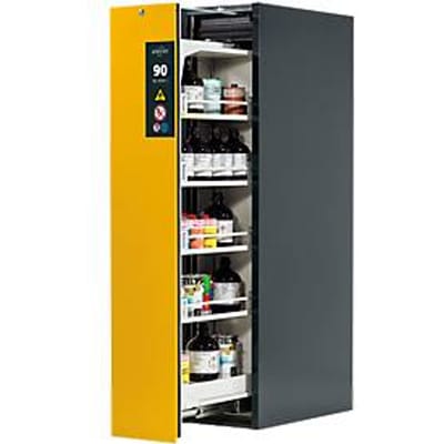 Kast voor gevaarlijke stoffen Asecos V-LINE, type 90, 1 verticale schuif, antracietgrijs/goudgeel