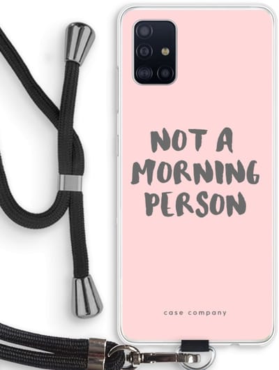Case Company® - Hoesje met koord geschikt voor Samsung Galaxy A51 4G hoesje met Koord - Morning person - Telefoonhoesje met Zwart Koord - Bescherming aan alle Kanten en Over de Schermrand