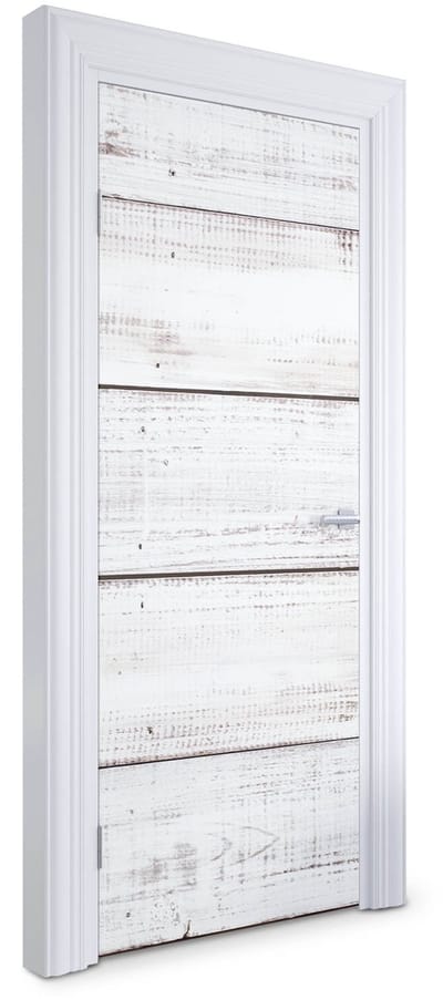 Wallfluent Deursticker - Witgekalkte planken Deurbehang Sticker - 75 x 205 cm - Romig Deurbehang - Moderne Deur Sticker - Imitatietextuur Deurposter - Deursticker voor de Badkamer - Deur plakfolie