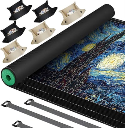 Puzzelkoffer – Puzzelmap – Puzzelmat 1000 tot 3000 Stukjes – Puzzelbord - Puzzelbord met Opbergsysteem – Puzzelmat met Puzzel Sorteerbakjes - Puzzel Opbergsysteem - 126 x 92cm