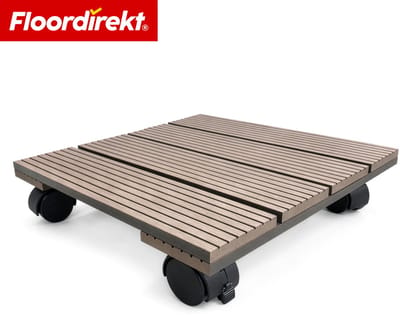 Floordirekt WPC Plantenroller Marquis - Rollende Bloemenstandaard 30 x 30 cm - 360° Zwenkwielen met Rem - Draagvermogen tot 80 kg - Stevig & Praktisch voor Binnen & Buiten