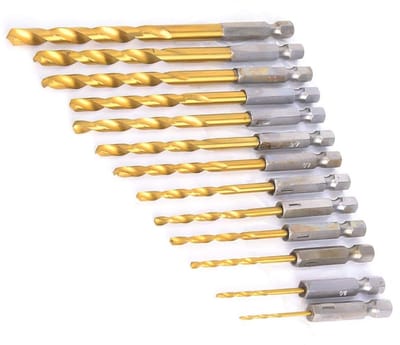 Dailygoods - Hex Shank Boorset - 13-delige set - Hoogwaardige boren - Voor hout, kunststof en metaal - Snel boren - Geschikt voor klopboormachines
