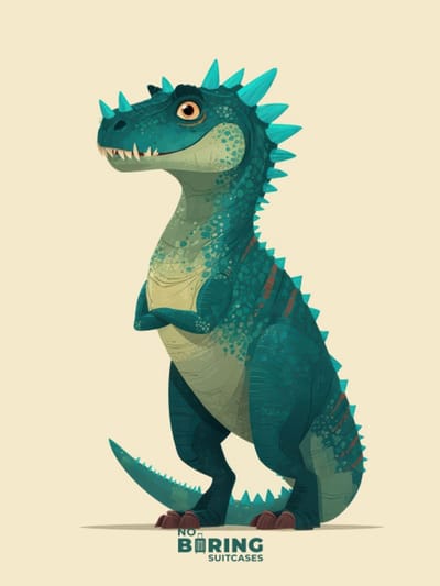 Kinderkoffer blauw - Dino - Beige - Groen