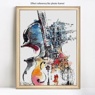 5D DIY diamant schilderij cartoon gitaar diamant borduurwerk foto van strass 20X30CM gray