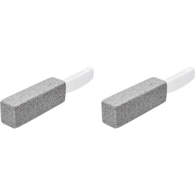 Lot de 2 brosses de nettoyage efficaces en pierre ponce pour cuvette de toilette avec manche incurvé en polypropylène gray