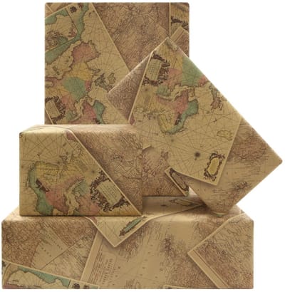 Dailygoods- Inpakpapier Wereldkaart - 4 Vellen Uniek - Kraftpapier 50 x 70 cm - Cadeaupapier Verjaardag - Geschenkverpakking - Perfect voor DIY Projecten