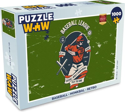 Puzzel Baseball - Honkbal - Retro - Legpuzzel - Puzzel 1000 stukjes volwassenen