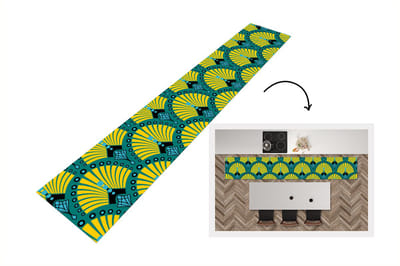Keukenloper - Loper keuken - Art Deco - Patroon - Blauw - Geel - 300x50 cm - Keukenloper vinyl
