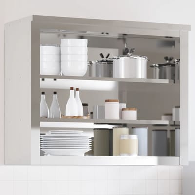 vidaXL - Keukenbovenkast - met - schappen - roestvrijstaal