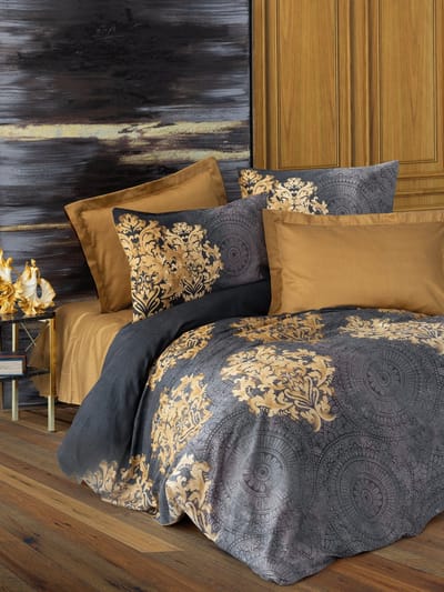 L'Essentiel Maison Jadira - Dekbedovertrek - Antraciet/Beige - 135x200