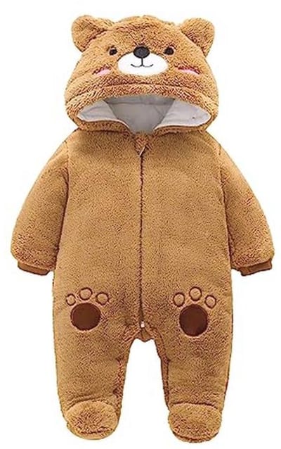 Vine Newborn Baby Hooded Fleece Footed Romper Snowsuit Baby Jumpsuit Outfits