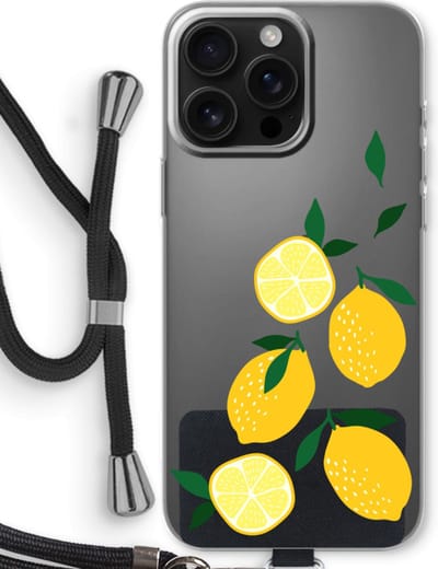 Case Company® - Hoesje met koord geschikt voor iPhone 16 Pro Max hoesje met Koord - You're my lemon - Telefoonhoesje met Zwart Koord - Bescherming aan alle Kanten en Over de Schermrand