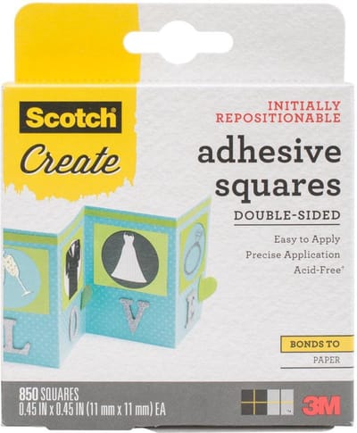 Scotch - Dubbelzijdige foto/papierplakkers - wit - 1cmx1cm - 850 stuks