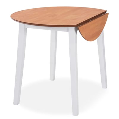 vidaXL - Eettafel - inklapbaar - rond - MDF - wit