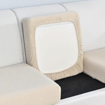 Housse de coussin de canapé en Jacquard, pour salon, animaux de compagnie, enfants, protection de meubles, polaire, extensible, lavable, amovible Normal (S)-1PC beige