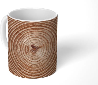 Mok - Koffiemok - Boomstam - Hout - Bruin - Mokken - 350 ML - Beker - Koffiemokken - Theemok