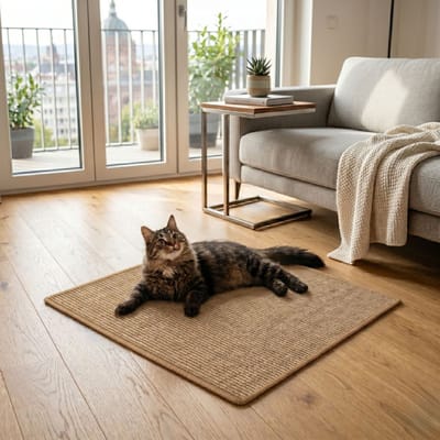 FLOORDIREKT Sisal Krabdeken - Ketting - Vervuilingsvrij & Bestendige Krabmat - Kurk - 50 x 50 cm