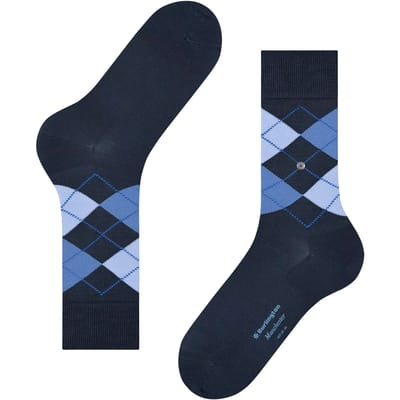 Burlington Manchester gedessineerd katoen sokken heren blauw - maat 46-50
